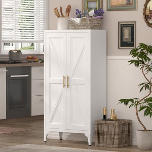 ORRD Metal Storage Cabinet 2-Door Steel Pantry with Adjustable Shelves, Kitchen Organizer,White - 1 of 4