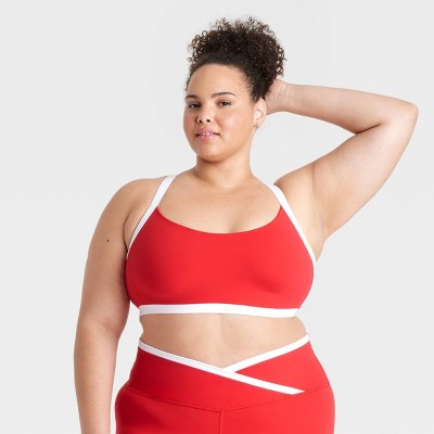 Women's Everyday Soft Light Support Piped Midline Sports Bra - All In Motion™ Red 2X