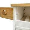 44 Inch Kitchen Island Cart with Solid Wood Top, Wine Storage, Towel Rack, Wine Glass Holder, Rolling Kitchen Island Table on Wheels, White & Oak - 4 of 4