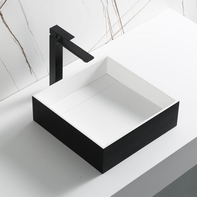 ALFI Black Matte 14 Inches Square Solid Surface Resin Sink