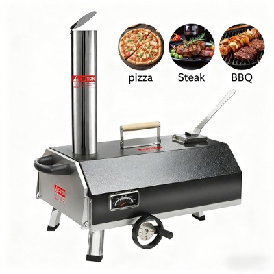 CuisinSmart Pizza Oven Portable 12" Outdoor Wood Fired Pizza Oven with Built-in Thermometer Stainless Steel Pizza Stove for Outside Camping Picnics