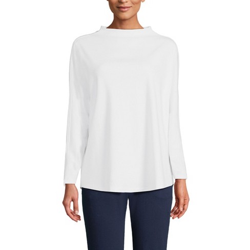 Lands' End Women's Sport Knit Funnel Neck Top - Large - White : Target