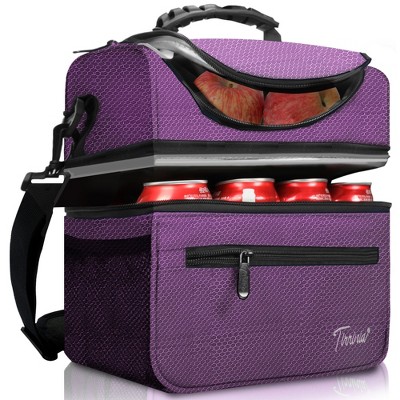 Purple Double Compartment Insulated Lunch Bag for Adults