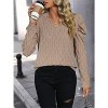 Women's Elegant Blouses Puff Sleeve V - Neck Textured Top - 4 of 4