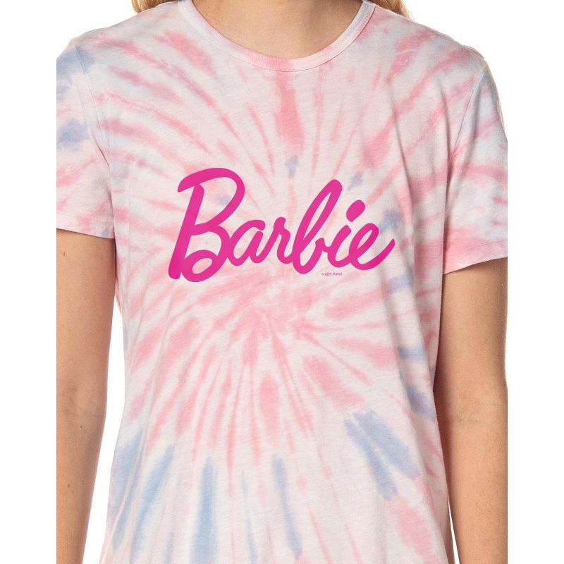 Barbie Womens' Title Logo Tie-Dye Nightgown Sleep Pajama Shirt For Adults Multicolored, 2 of 5