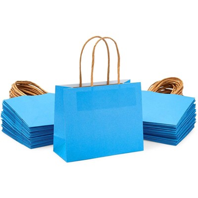 Sparkle and Bash 50 Pack Mini Blue Gift Bags with Handles (6 x 5 x 2.5 In)