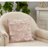 Saro Lifestyle Embroidered Trees + Snowflakes Pillow - Down Filled, 18" Square, Pink - 3 of 3