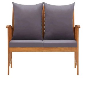 Patio Bench with Cushions 46.9" Solid Acacia Wood - 1 of 4