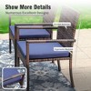 Captiva Designs 9pc Spacious Slat-top Square Metal Table with Umbrella Hole & Armrest Rattan Chairs with Cushions - 4 of 4