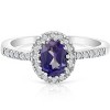 Pompeii3 3/4 Ct Diamond Oval Halo Amethyst Ring 14k White Gold - 2 of 4