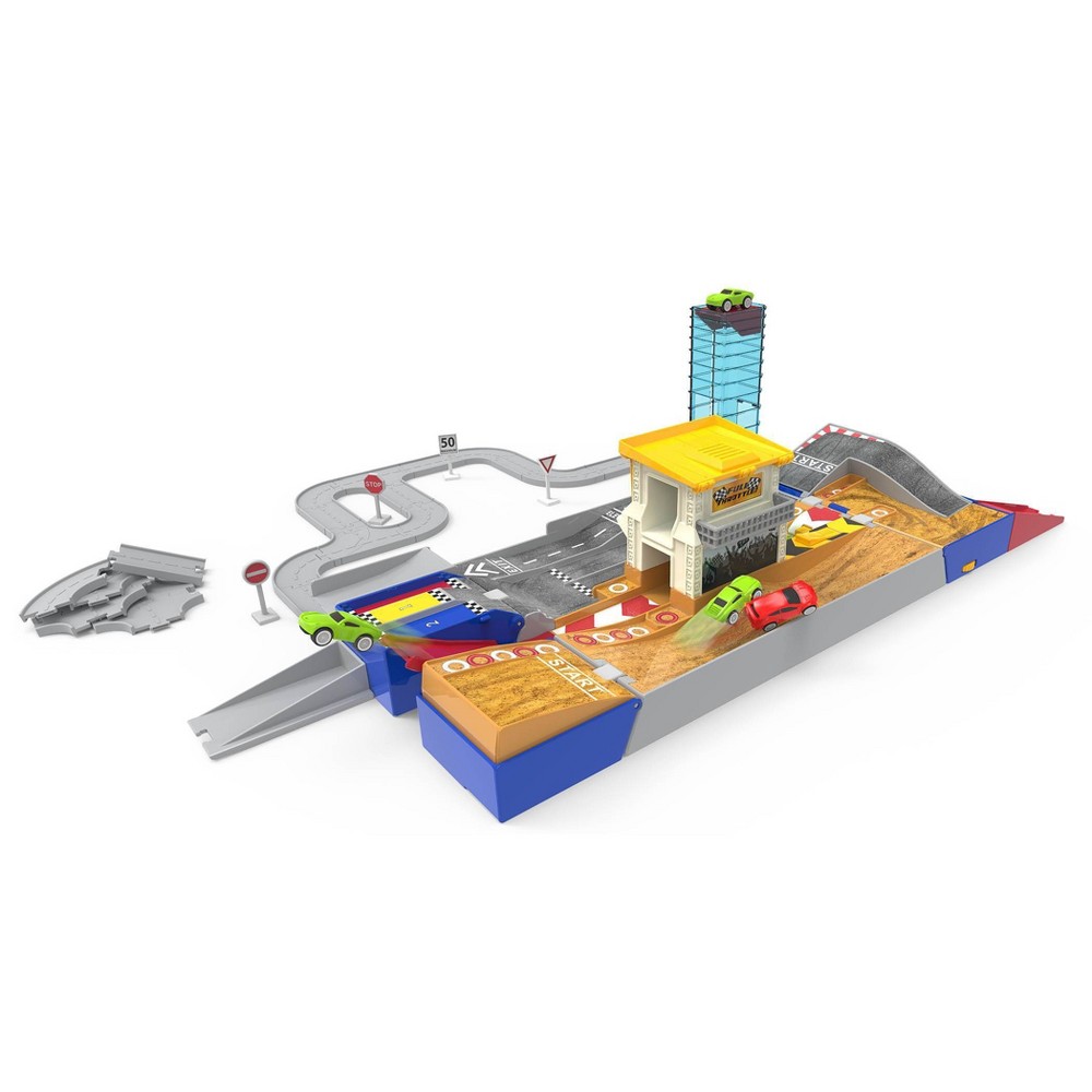 Collapsible Playset with Tracks and Toy Cars – 2 in 1 Race Track - 80pc