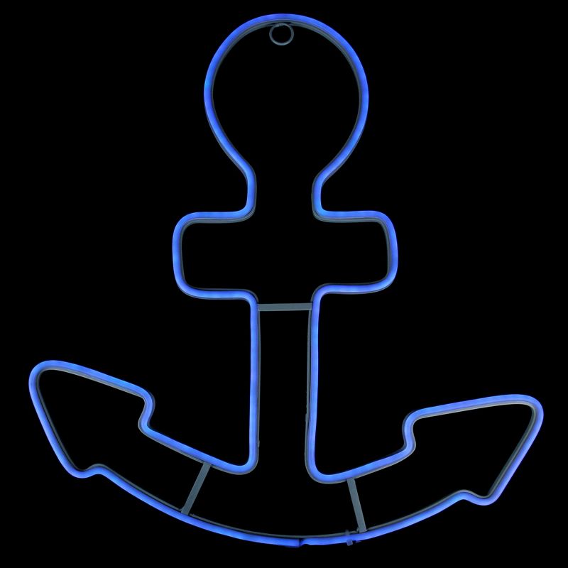 Northlight 17" Neon Blue LED Lighted Anchor Window Silhouette Decor, 1 of 4