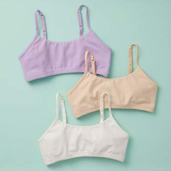 Yellowberry 3PK Girls' Super Soft Cotton First Training Bra with  Convertible Straps - X Small, Multi