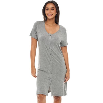 Alexander del Rossa Women's Knit Sleep Shirt, Short Sleeve Nightshirt,  Lightweight Button Down Pajama Top