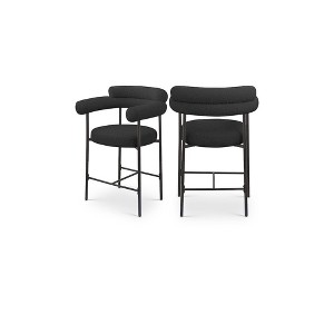 Meridian Furniture,Blake Black Boucle Fabric Counter Stool, Set of 2 - 1 of 4