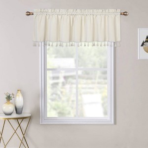 Boho Tassels Soft Luxury Velvet Window Valance Curtains, 52" x 15", 1 Panel - 1 of 4