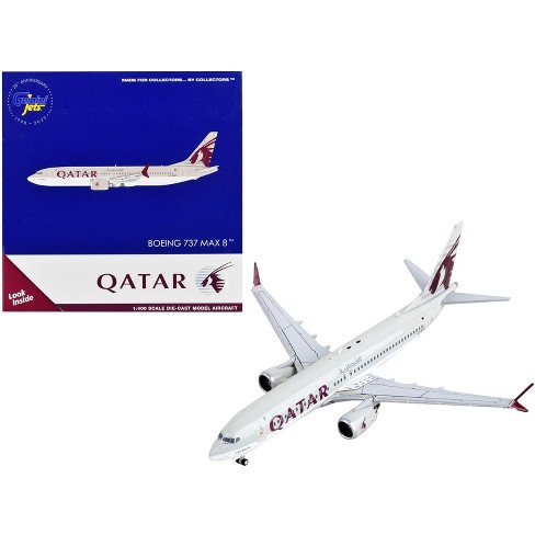 Boeing 737 MAX 8 Commercial Aircraft Qatar Airways Gray with Tail Graphics 1 400 Diecast Model Airplane by GeminiJets