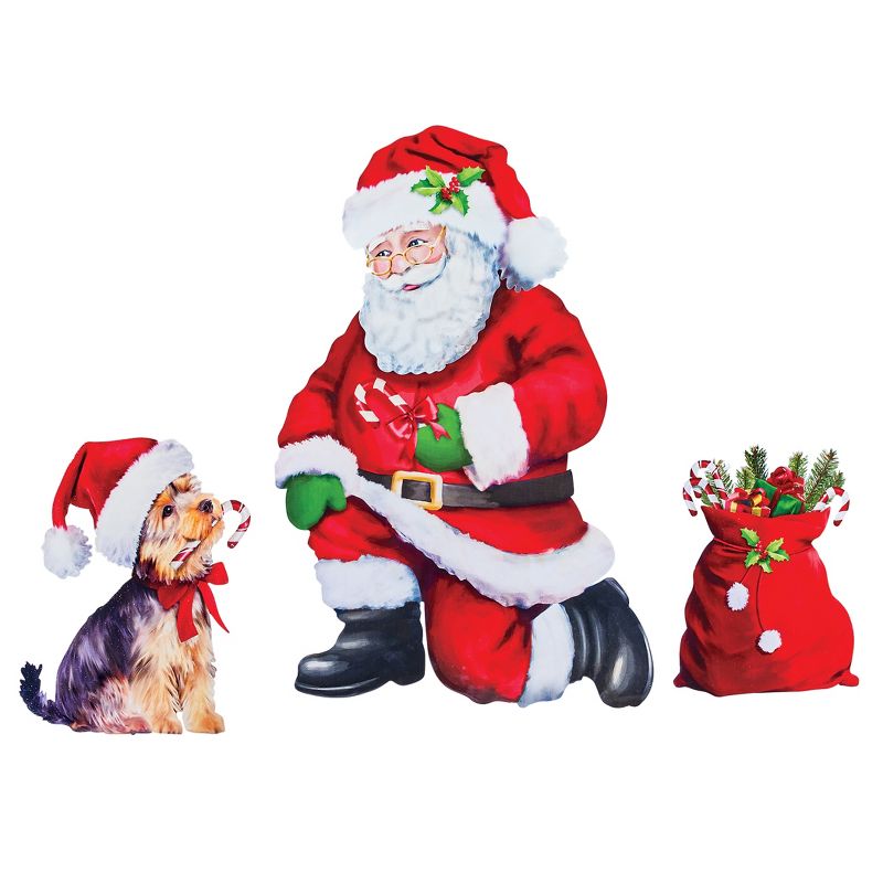 Collections Etc Santas Best Friend Festive Lawn Stake Set - Set of 3, 1 of 3