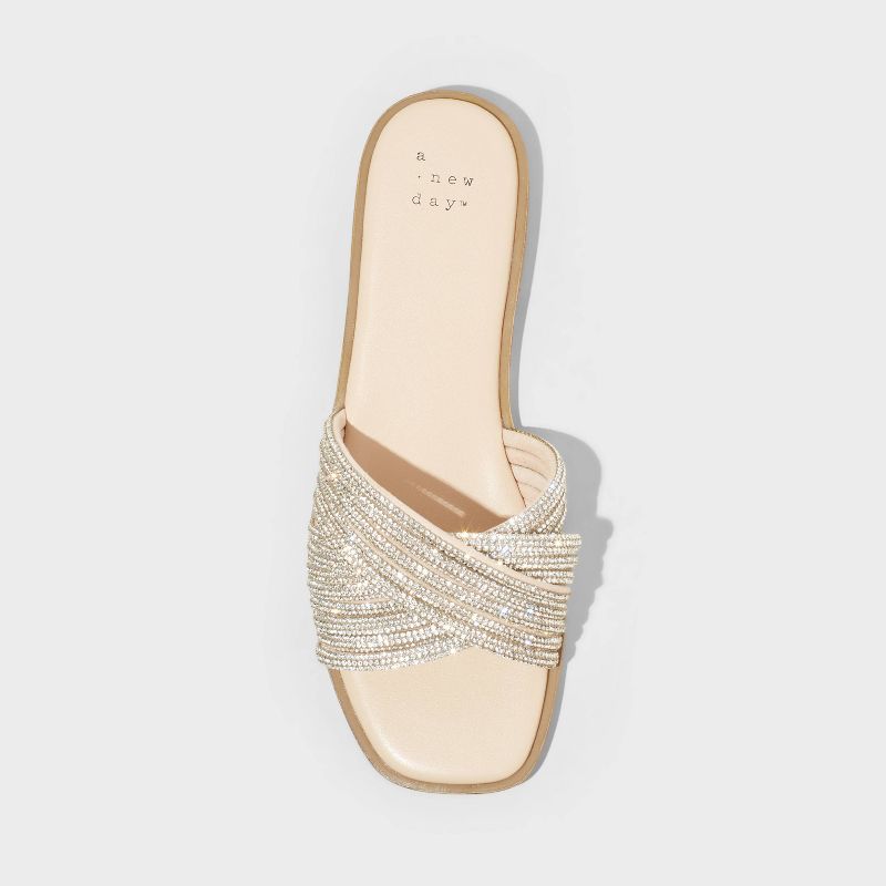 Women&#39;s Felicia Rhinestone Slide Sandals - A New Day&#8482; Silver, 3 of 10