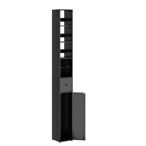VECELO Tall Bathroom Cabinet with Adjustable Shelves, Slim Storage Cabinet with Toilet Paper Scroll & Small Drawer - 1 of 4