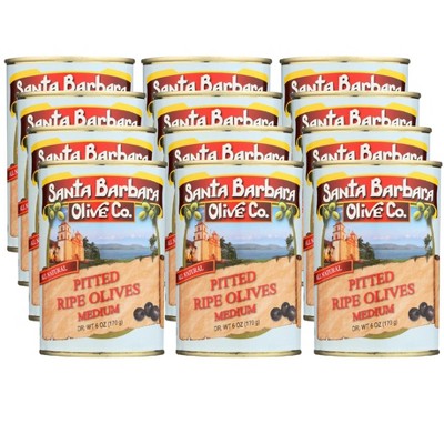 Santa Barbara Olive Co. Pitted Ripe Olives Medium - Case of 12/6 oz
