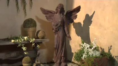 Large Rust Finish Resin Tudor Garden Angel Statue