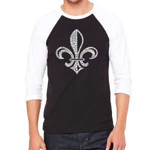 LA Pop Art Men's Raglan Baseball Word Art T-shirt - LYRICS TO WHEN THE SAINTS GO MARCHING IN - 1 of 4