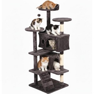 54in Cat Tower Multi-Level Durable Cat Scratching Post & Cozy Fun Cat Jumping Platform Space Saving Cat Condo Pet - 1 of 4