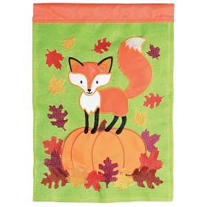 Magnolia Garden Fox Pumpkin Leaves 13 x 18 Inch Polyester Garden Flag - 1 of 2