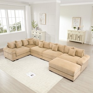 Aukfa Oversized Cloud Modular Corduroy Sofa Sectional with Ottoman - Reversible Deep Seat Couch for Living Room - 1 of 4