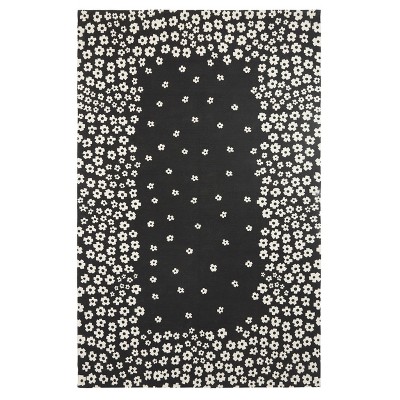 Floral Textured Printed Cotton Indoor Area Rug or Runner by Blue Nile Mills