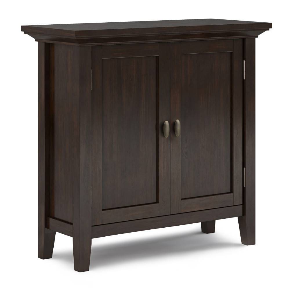 Photos - Wardrobe WyndenHall Mansfield Low Storage Cabinet Brunette Brown: Transitional Style, Pine & Plywood, Adjustable Shelves