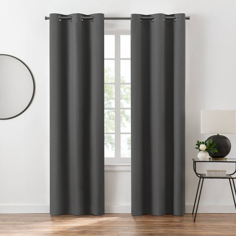 2pk Eclipse Room Darkening Marston Grommet Curtain Panels Charcoal Gray, 1 of 7