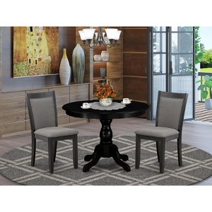East West Furniture 3 Pc Kitchen Table set - Robust Two 9-Inch Drop Down Leaves Solid Wood Dinette Table & 2 Wooden Seat Dining Chairs,  White - 1 of 4