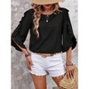 Clearlove 3/4 Length Sleeve Womens Tops Dressy Casual Blouses Crewneck Ruffle Sleeve Shirts Spring Outfits Business Work Tops - 3 of 4
