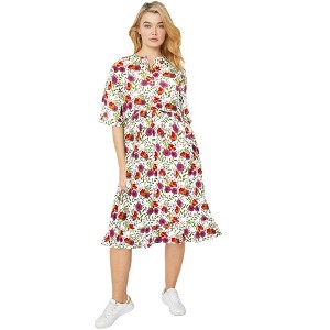 ellos Plus Size Ruffled Empire Dress - 1 of 3