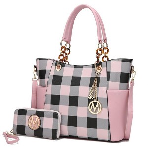 MKF Collection Bonita Checker Tote & Wallet Set - Stylish Vegan Leather Bag by Mia K - 1 of 4