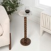 JONATHAN Y Monroe 24.25" Rustic Farmhouse Spindle Wood Drink Table & Decorative End Table with White Marble Round Top - 2 of 4