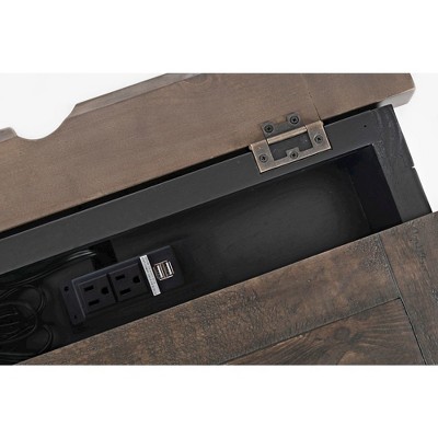 Rustic Black Reclaimed Pine 3-Drawer Nightstand with USB Charging