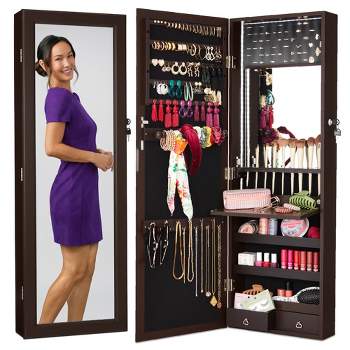 Best Choice Products 360 Swivel Standing Mirrored Jewelry Cabinet, Led-lit Makeup  Organizer W/ Mirror - White : Target