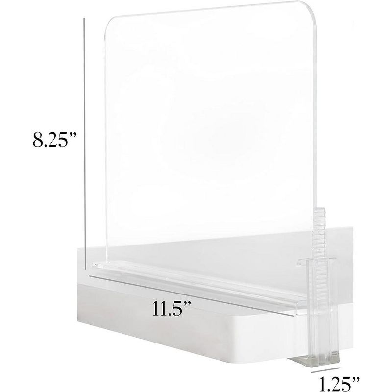 J&V TEXTILES Acrylic Closet Shelf Divider and Separator- Great for Storage and Organization in Bedroom, Bathroom, Kitchen and Office Shelves, Clear, 4 of 9