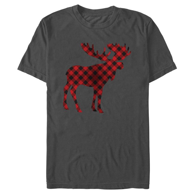 Men's Lost Gods Christmas Plaid Moose T-Shirt, 1 of 6