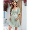 Whizmax Maternity Dresses for Baby Shower Women's Knotted V Neck Knee Length Wrap Baby Shower Dress - 3 of 4