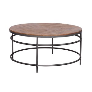 Treasure Trove Accents Cocktail Table Turner Natural/Black: Mango Wood Base, Iron Tabletop, 4-Leg Design - 1 of 4