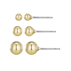 Adornia 14k Gold Plated Set of 3 Ball Stud Earrings - 1 of 4