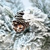 SKRAN 4.5FT Flocked Christmas Tree Small Holiday Christmas Tree With Pot Base 720 Tips, PE+PVC Branches 19 Pine Cones For Tabletop,  Or Home Decor - 2 of 4