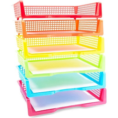 Bright Creations 6 Colors Stackable Plastic Letter Trays Document Holder Desk Organizer Office Supplies 9.2x3x13.3 in