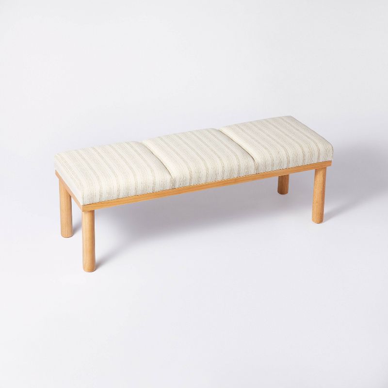 Scofield Channel Tufted Wood Leg Bench Neutral Stripe - Threshold&#8482; designed with Studio McGee, 5 of 16