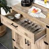 Farmhouse Sideboard Buffet Cabinet, Wooden Accent Cabinet, Kitchen Cabinet with Drawer and Adjustable Shelf, Oak - 2 of 4