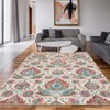 Washable Vintage Floral Distressed Rug Non Slip Low Pile Rug Soft Throw Floor Cover Foldable Indoor Carpet for Living Room Bedroom Playroom Nursery - 2 of 4